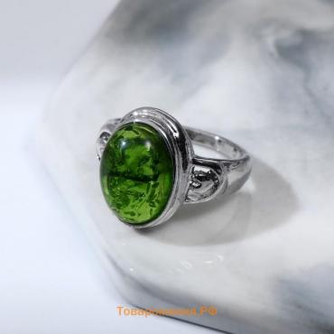 Кольцо "Буранит" овал мини, цвет зелёный, 18 размер