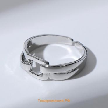 Кольцо «Пряжка» квадрат, цвет серебро, безразмерное