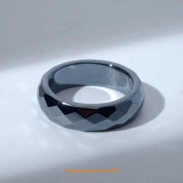 Кольцо "Ночь" под гематит, гранёное, цвет чёрный, размер 18