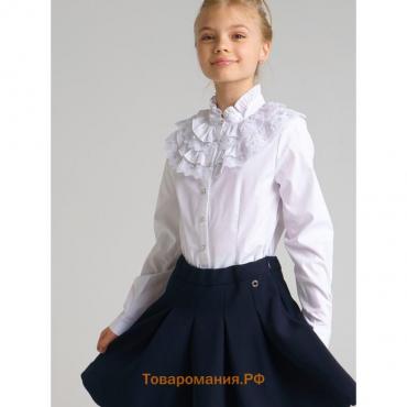 Блузка для девочки с рюшами и бусинами, рост 140 см