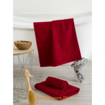 Полотенце пряжа «Ринг», без бордюра, размер 70x140 см, цвет бордовый