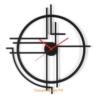 Часы настенные из металла "Прямые линии", бесшумные, d-40 см, АА